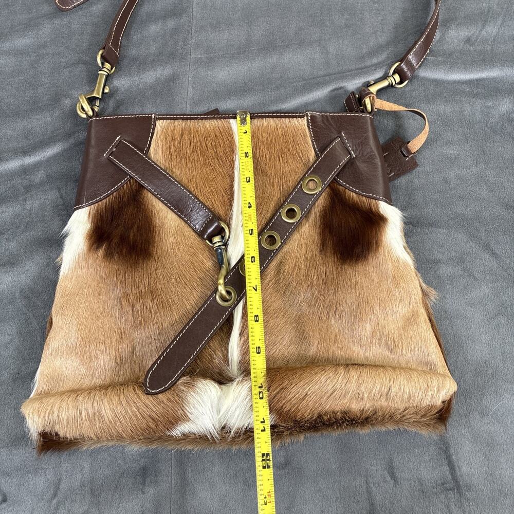 Diane Gail Roma Leather Shoulder Natural Springbok Fur Brown Tan Bnfts Charity - Picture 6 of 16